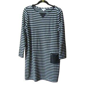 J. Jill Knit Long Sleeve Shift Cotton Sweater Dress - Size L